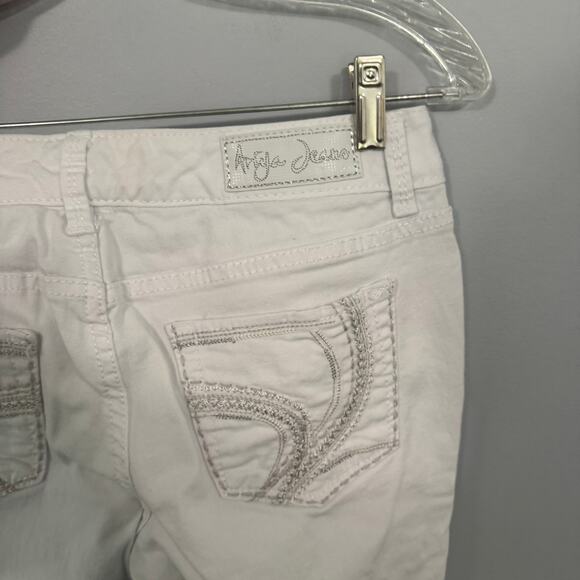 Ariya Jeans White Distressed Skinny Jeans Juniors Size 9 Women's Size 10 Spandex - Picture 7 of 7